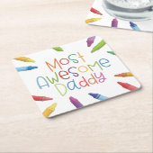 Crayons meest Geweldige papa typografie | Onderzet Kartonnen Onderzetters (Schuin)