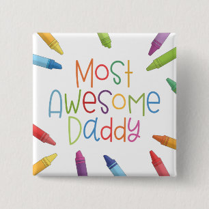 Crayons Meest Geweldige papa Typografie Pin-Butt Vierkante Button 5,1 Cm