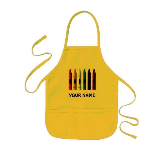 Crayons Name Crayon Kinder Yellow Custom Apron Kinder Schort (Voorkant)