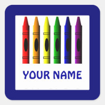 Crayons Name Sjabloon Blue Crayon Sticker