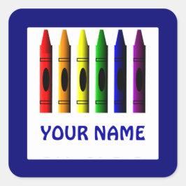 Crayons Name Sjabloon Blue Crayon Sticker