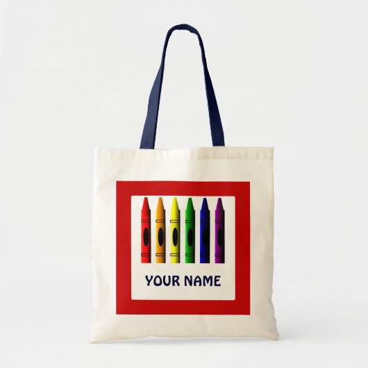 Crayons Name Sjabloon Crayon Red Canvas tas (Voorkant)