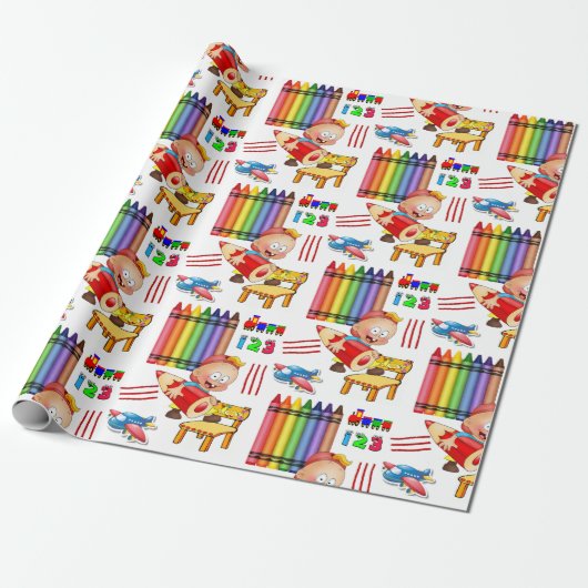 Crayons nummers inpakpapier (Uitgerold)