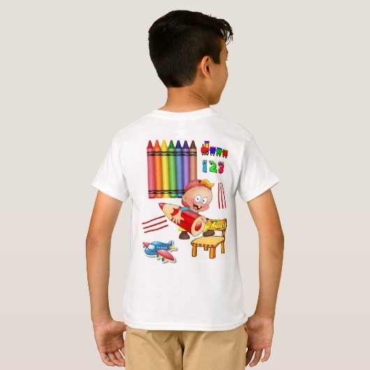 Crayons Nummers Kleurrijke Jongens T-shirt (Achterkant volledig)