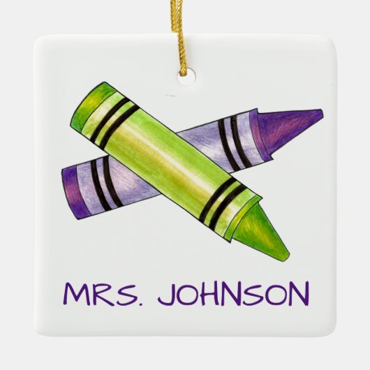 Crayons Personalized Art Teacher School Education Keramisch Ornament (Voorkant)
