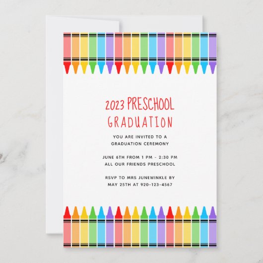 Crayons Preschool Afstuderen Kaart (Voorkant)