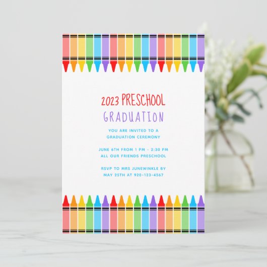 Crayons Preschool Afstuderen Kaart (Staand voorkant)