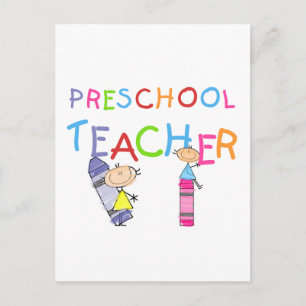 Crayons Preschool leraar overhemden en cadeaus Briefkaart