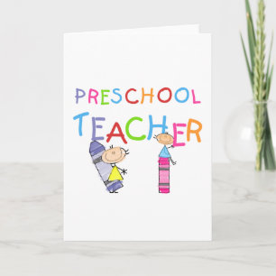 Crayons Preschool leraar overhemden en cadeaus Kaart