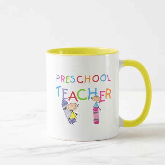 Crayons Preschool leraar TShirts en Gifts Mok (Rechts)