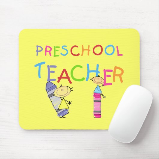 Crayons Preschool leraar TShirts en Gifts Muismat (Met muis)