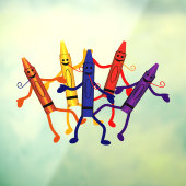Crayons Preschoolgeluk Window Cling Raamsticker (Vel 3)