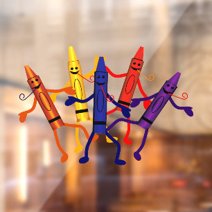 Crayons Preschoolgeluk Window Cling Raamsticker