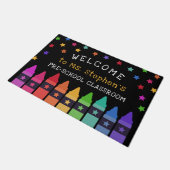 Crayons Stars Colorful Welcome Teacher's Classroom Deurmat (Schuin)