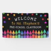 Crayons Stars Colorful Welcome Teacher's Classroom Spandoek (Horizontaal)