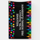 Crayons & Stars Kleurrijk Welkom bij Teacher's Spandoek (Verticaal)