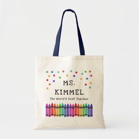 Crayons & Stars World's Best Teacher Appreciation Tote Bag (Voorkant)