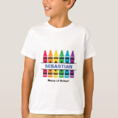 "Crayons" Student & School Naam Custom T-shirt (Voorkant)
