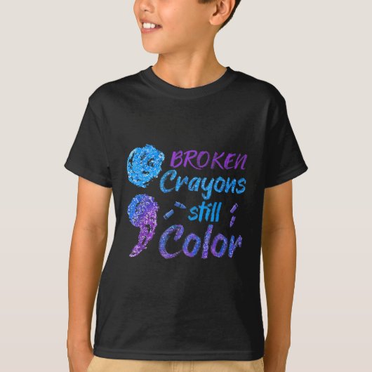 Crayons Suicidebewustzijn Maand Steun T-shirt (Voorkant)
