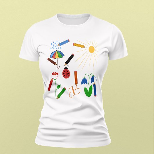 Crayons Tekenen van een kleurrijke wereld T-shirt