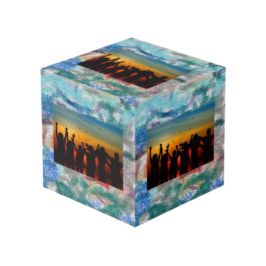 Crayons textuur kubus (Voorkant hoekig)