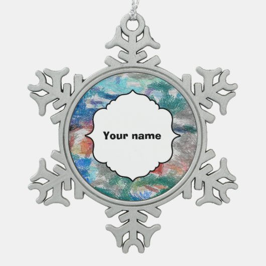 Crayons textuur tin sneeuwvlok ornament (Voorkant)