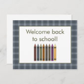 Crayons Welkom terug naar het Briefkaart van de Sc (Voorkant / Achterkant)