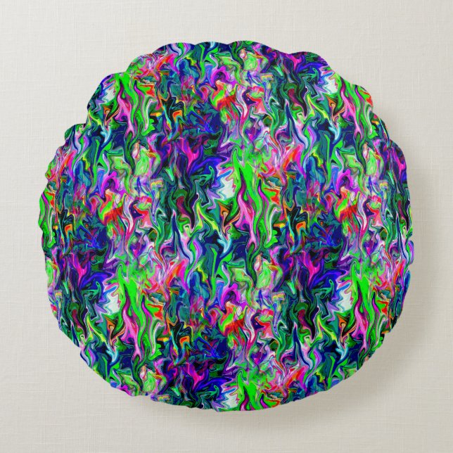 Crazee Squiggly Garden.... Rond Kussen (Voorkant)