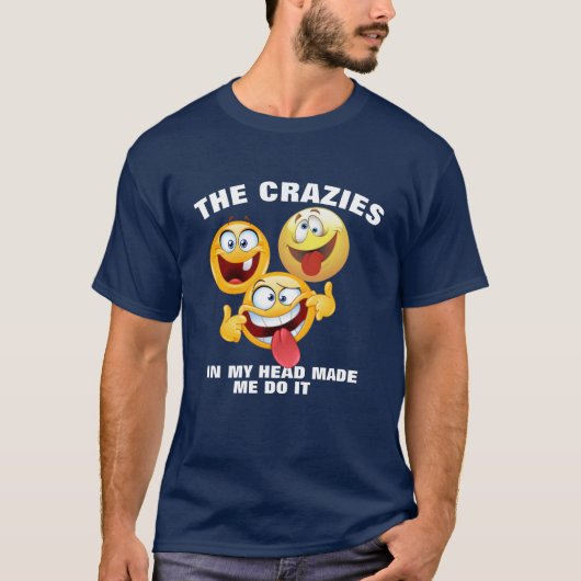 Crazies In My Head T-shirt - Een grappig emoji-Shi (Voorkant)