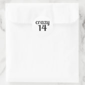 Crazy 14 Birthday Design Ronde Sticker (Tas)