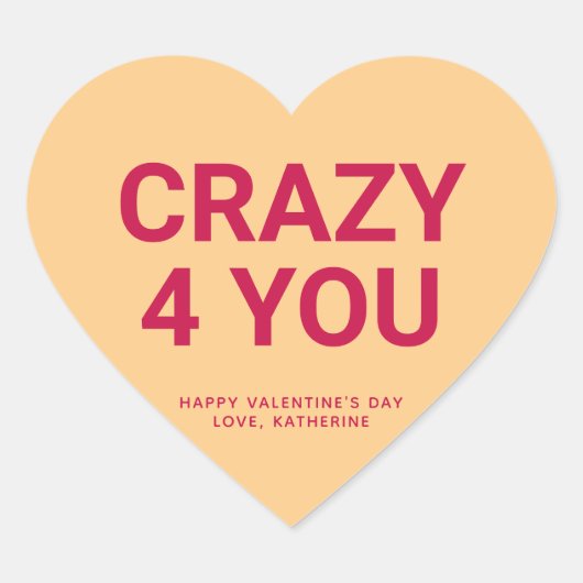 Crazy 4 jij leuke leuke Valentijnsdag conversatie Hart Sticker (Voorkant)
