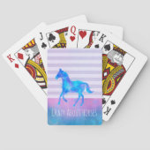 Crazy About Horses Roze en Blauwe Waterverf Speelkaarten (Achterkant)