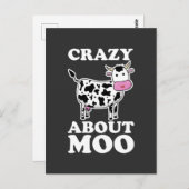 Crazy about Moo, Cow Lovers Pun T-Shirt Briefkaart (Voorkant / Achterkant)