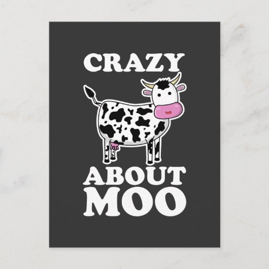 Crazy about Moo, Cow Lovers Pun T-Shirt Briefkaart (Voorkant)