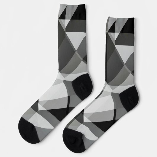 Crazy Abstract Argyle Socks in zwart en grijs Sokken (Links)