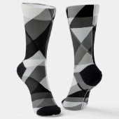 Crazy Abstract Argyle Socks in zwart en grijs Sokken (Gebogen)
