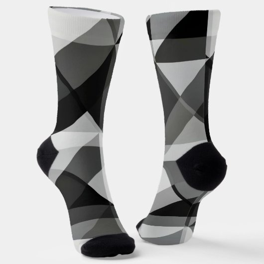 Crazy Abstract Argyle Socks in zwart en grijs Sokken (Gebogen)