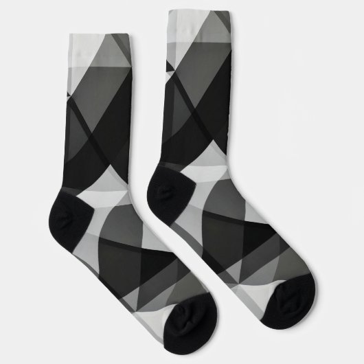 Crazy Abstract Argyle Socks in zwart en grijs Sokken (Rechts)