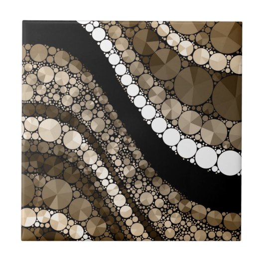 Crazy Abstract Bling Brown en Cream Tegeltje (Voorkant)