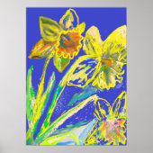 Crazy Abstract Daffodil Spring Garden Art Poster (Voorkant)
