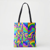 Crazy Abstract Rainbow Neon Tote Bag (Voorkant)