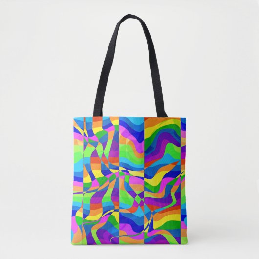 Crazy Abstract Rainbow Neon Tote Bag (Voorkant)