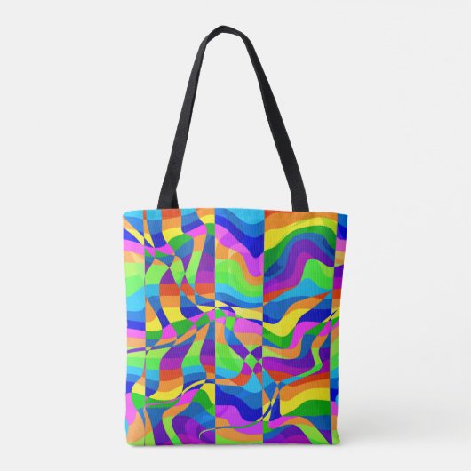 Crazy Abstract Rainbow Neon Tote Bag (Achterkant)