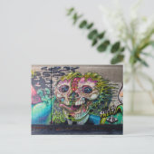 Crazy achtige horror Skull Graffiti Briefkaart (Staand voorkant)