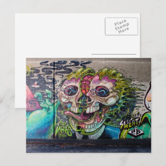 Crazy achtige horror Skull Graffiti Briefkaart (Voorkant / Achterkant)