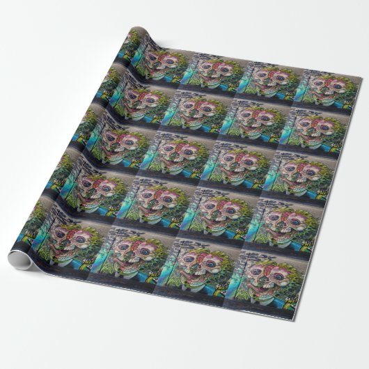 Crazy achtige horror Skull Graffiti Cadeaupapier (Uitgerold)