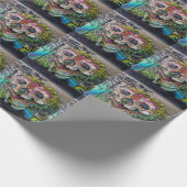 Crazy achtige horror Skull Graffiti Cadeaupapier (Hoek)