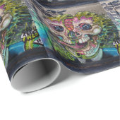 Crazy achtige horror Skull Graffiti Cadeaupapier (Rol Hoek)