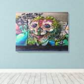 Crazy achtige horror Skull Graffiti Canvas Afdruk (Insitu (Houten vloer))