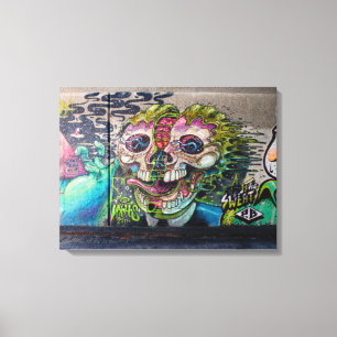Crazy achtige horror Skull Graffiti Canvas Afdruk